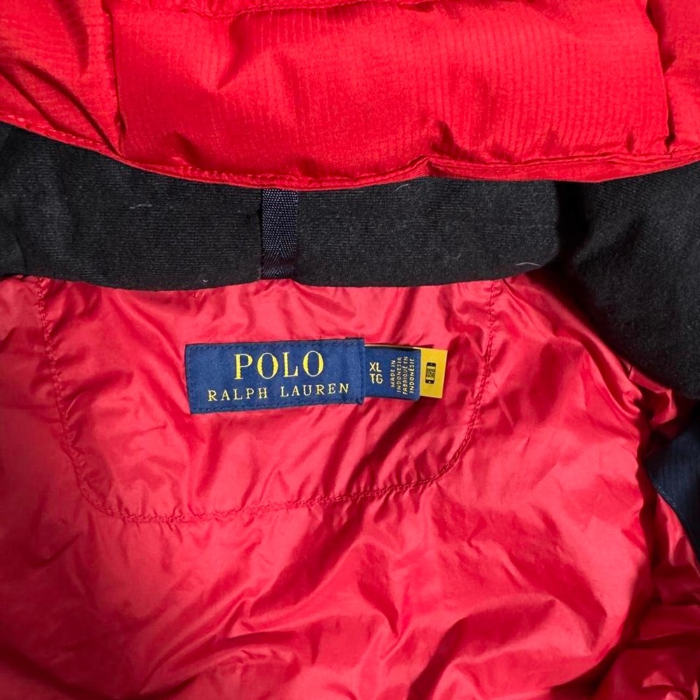 Polo Ralph Lauren red and navy blue puffer jacket with red horse logo, size XL - Picture 3 of 6